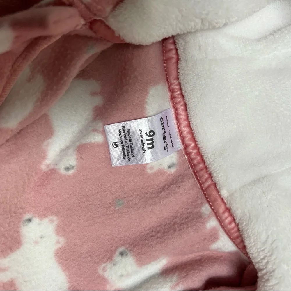 CARTERS ZIP UP FLEECE JUMPSUIT ROMPER PINK 9MO